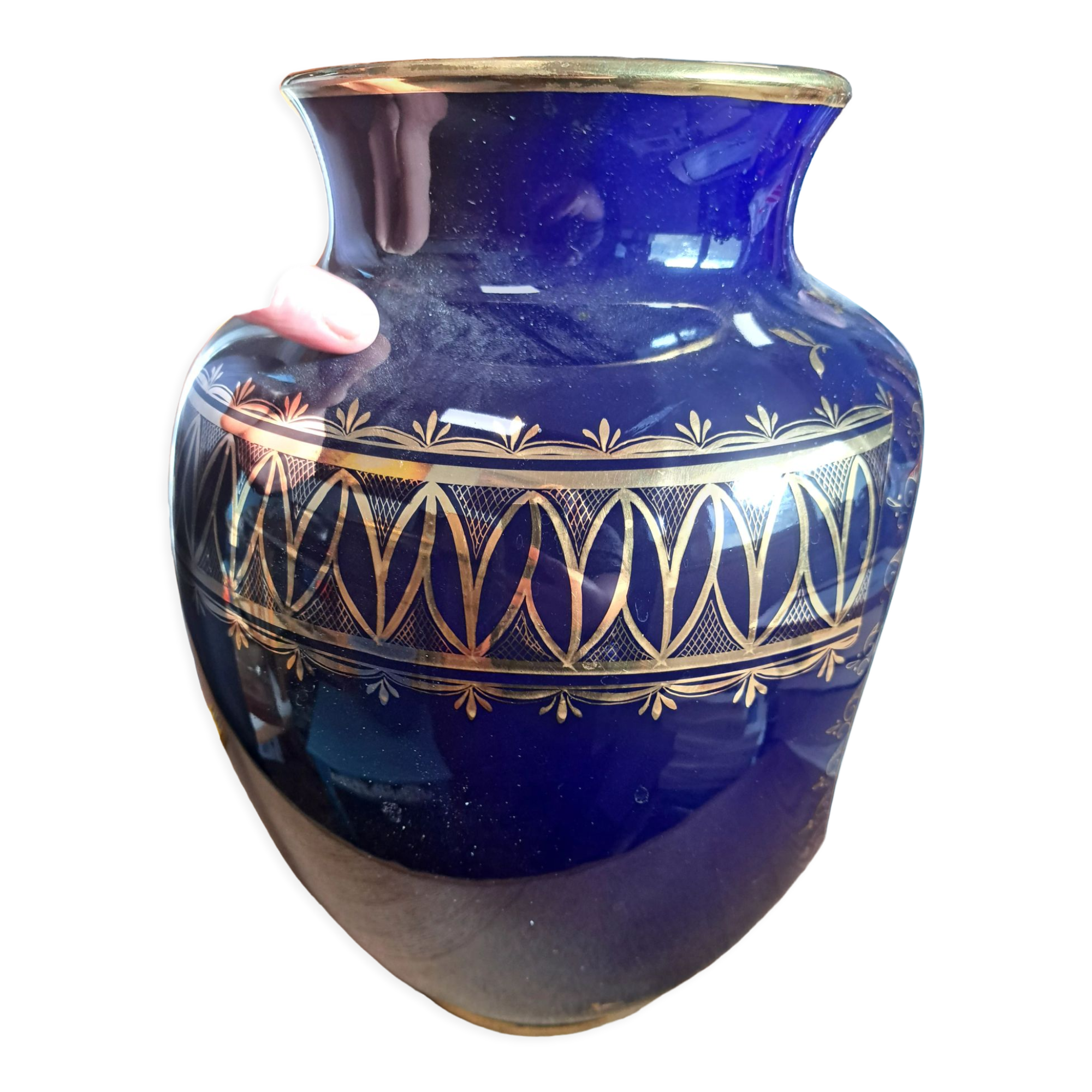 Floor vase Thürigen saxony porcelain probably around 1970 cobalt blue