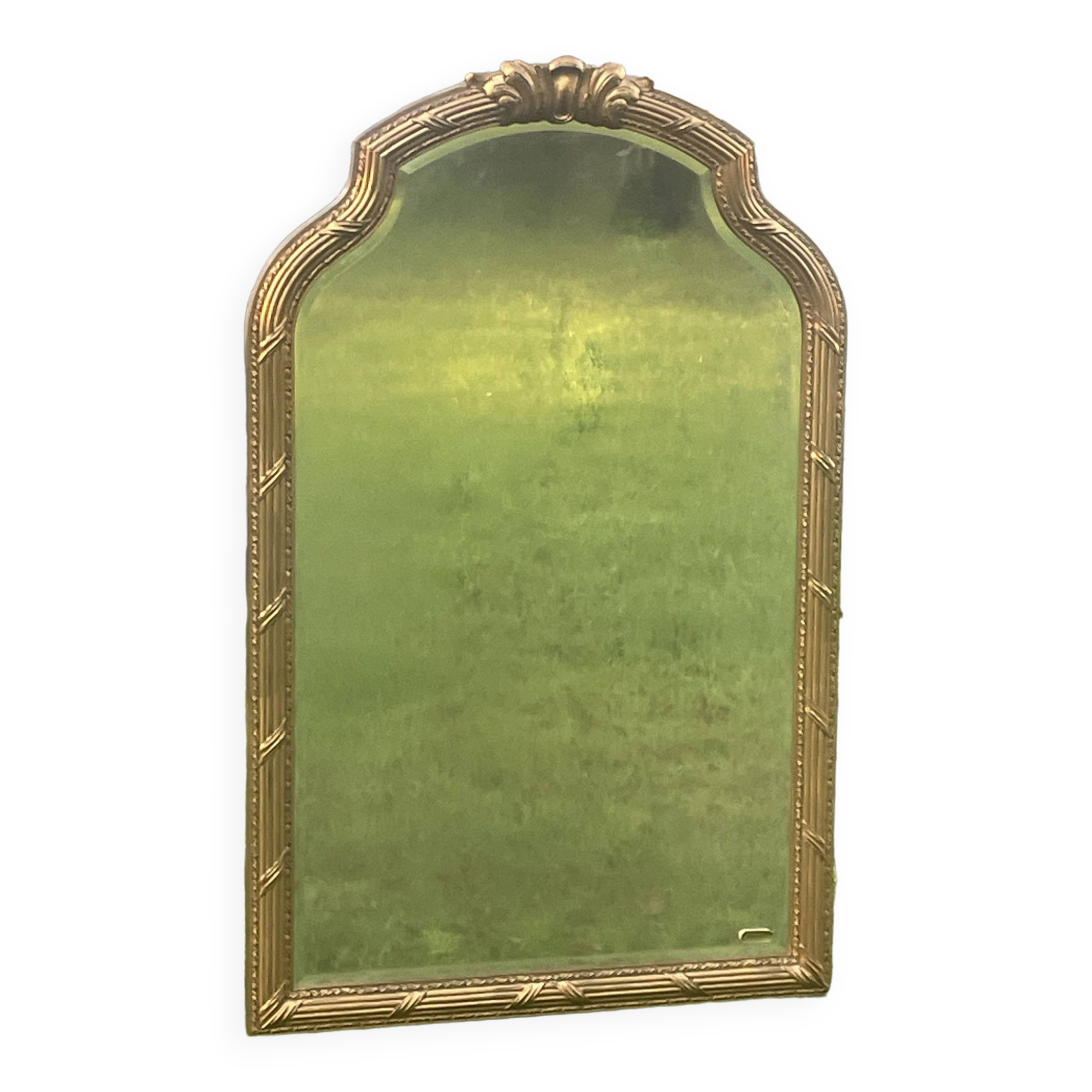 Imposing neo-classical style mirror, wood and stucco "Deknudt"