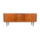 Danish teak sideboard with two sliding doors and 4 central drawers