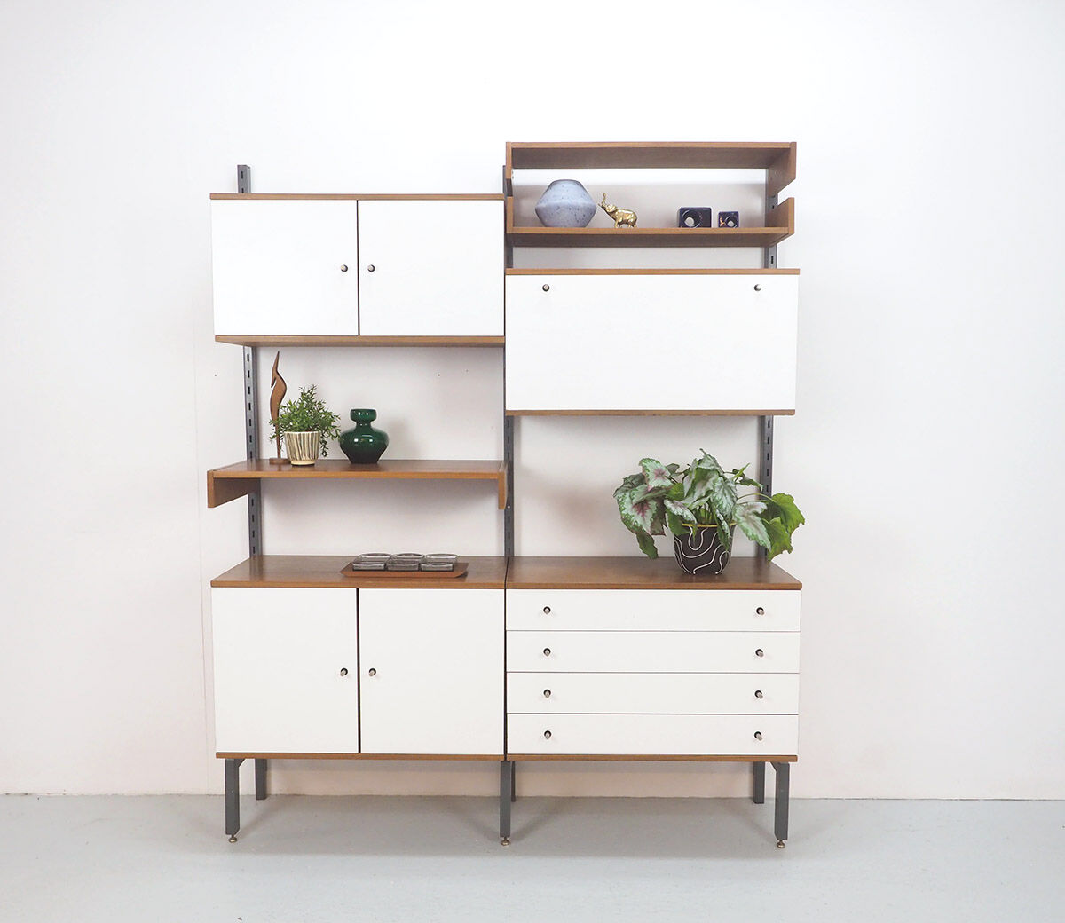 Teak and metal wall unit by Simplalux, 1960's