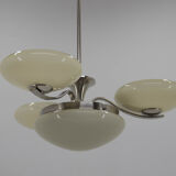 Art Deco Nickel-plating Chandelier, 1930s, Restored