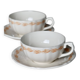 Pair of vintage Gien wheat pattern breakfast cups