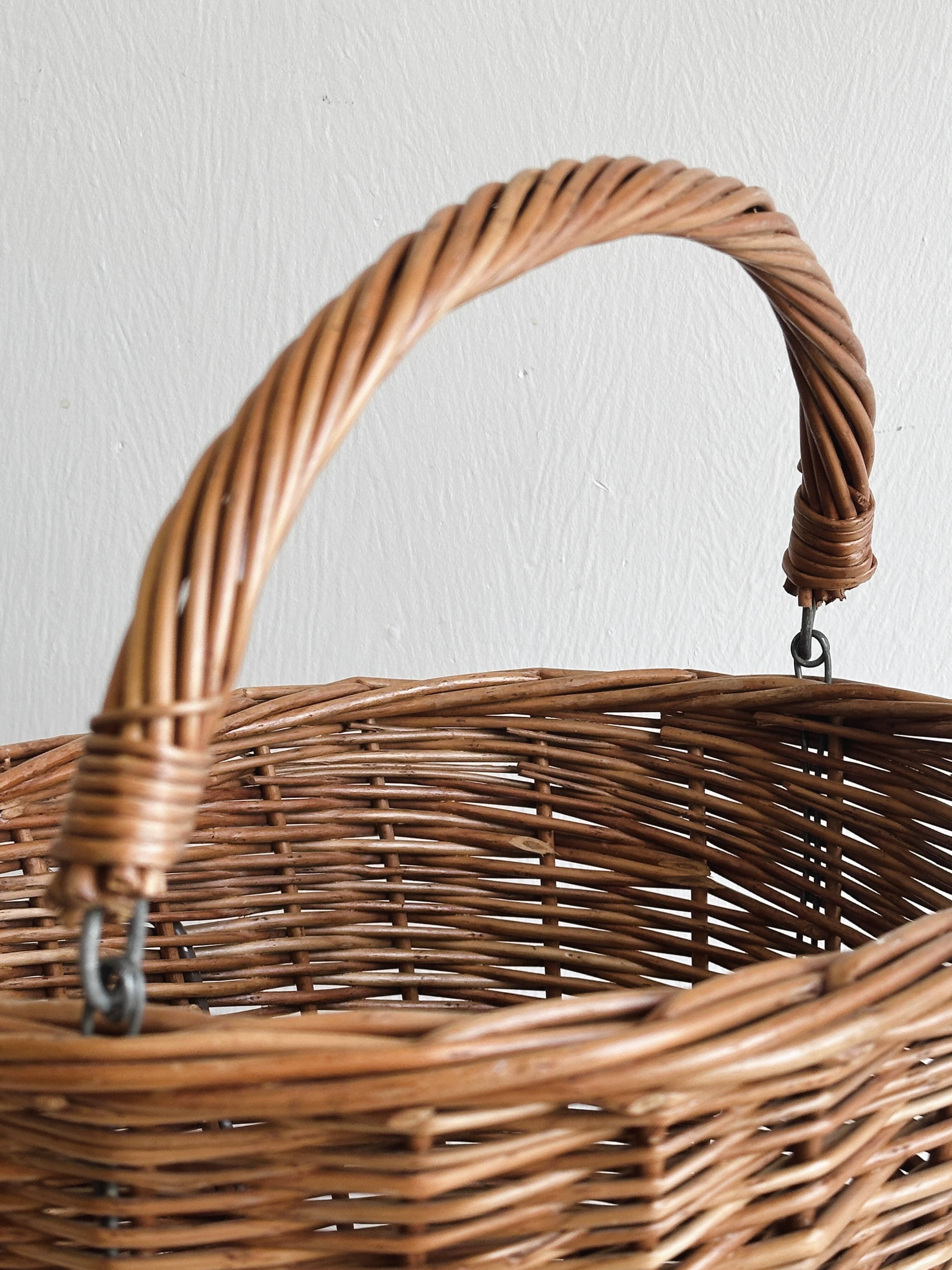 Vintage Wicker Basket for Bike, Removable Carrying Basket with Handle