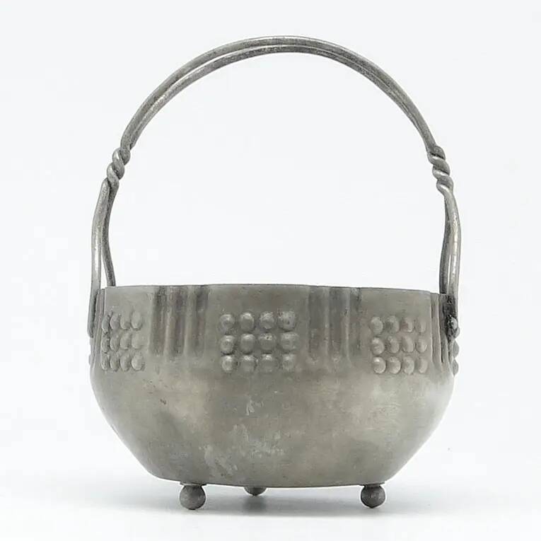Art Deco sugar bowl, silver-plated brass, Poland, 1920s
