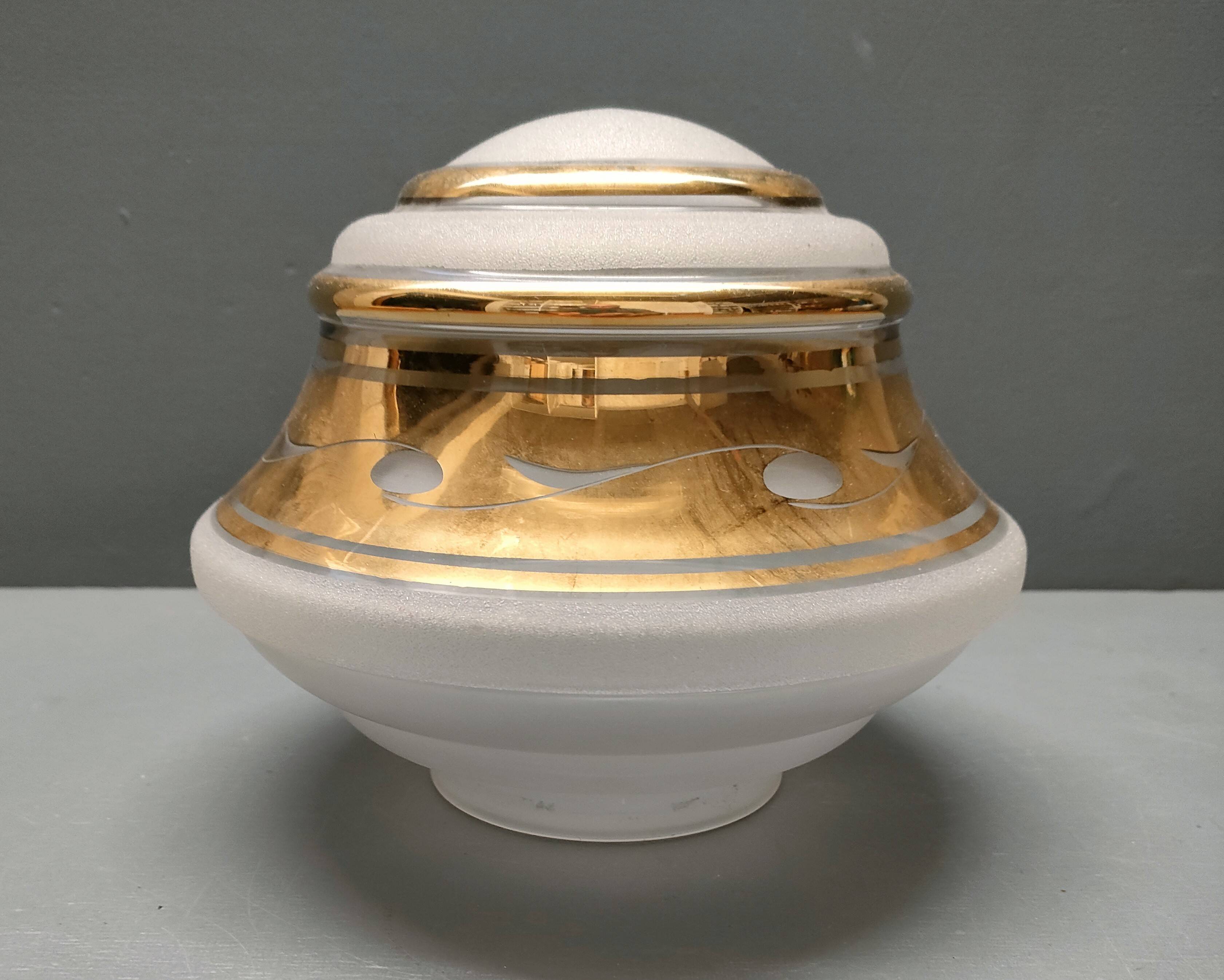Art-deco globe for ceiling light - granite and gold glass - 1930s