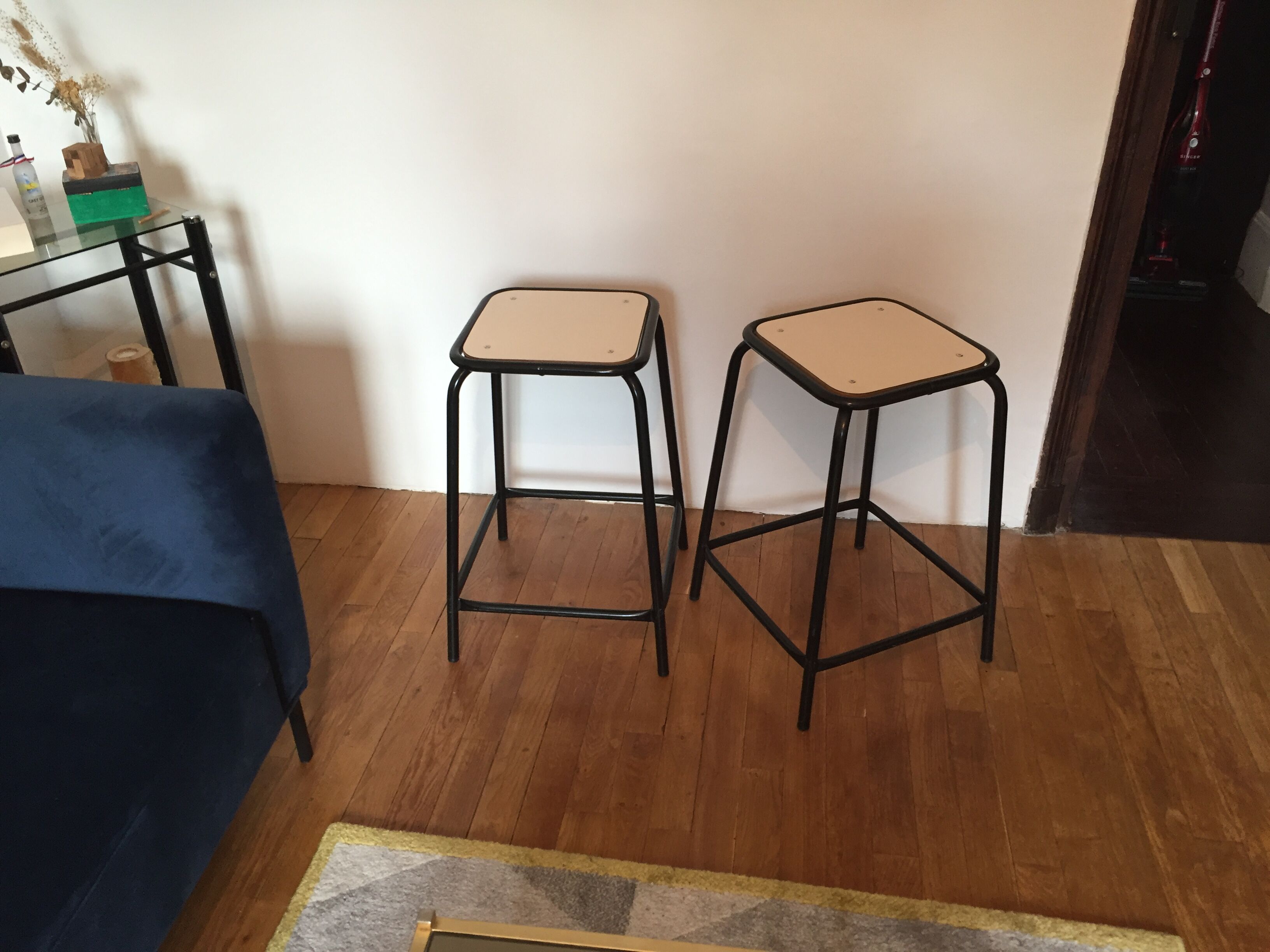 Paire de tabourets vintage métal et formica