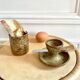 Egg cup and bowl set in pyrite stoneware