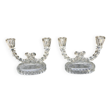 Pair of cut glass candlesticks