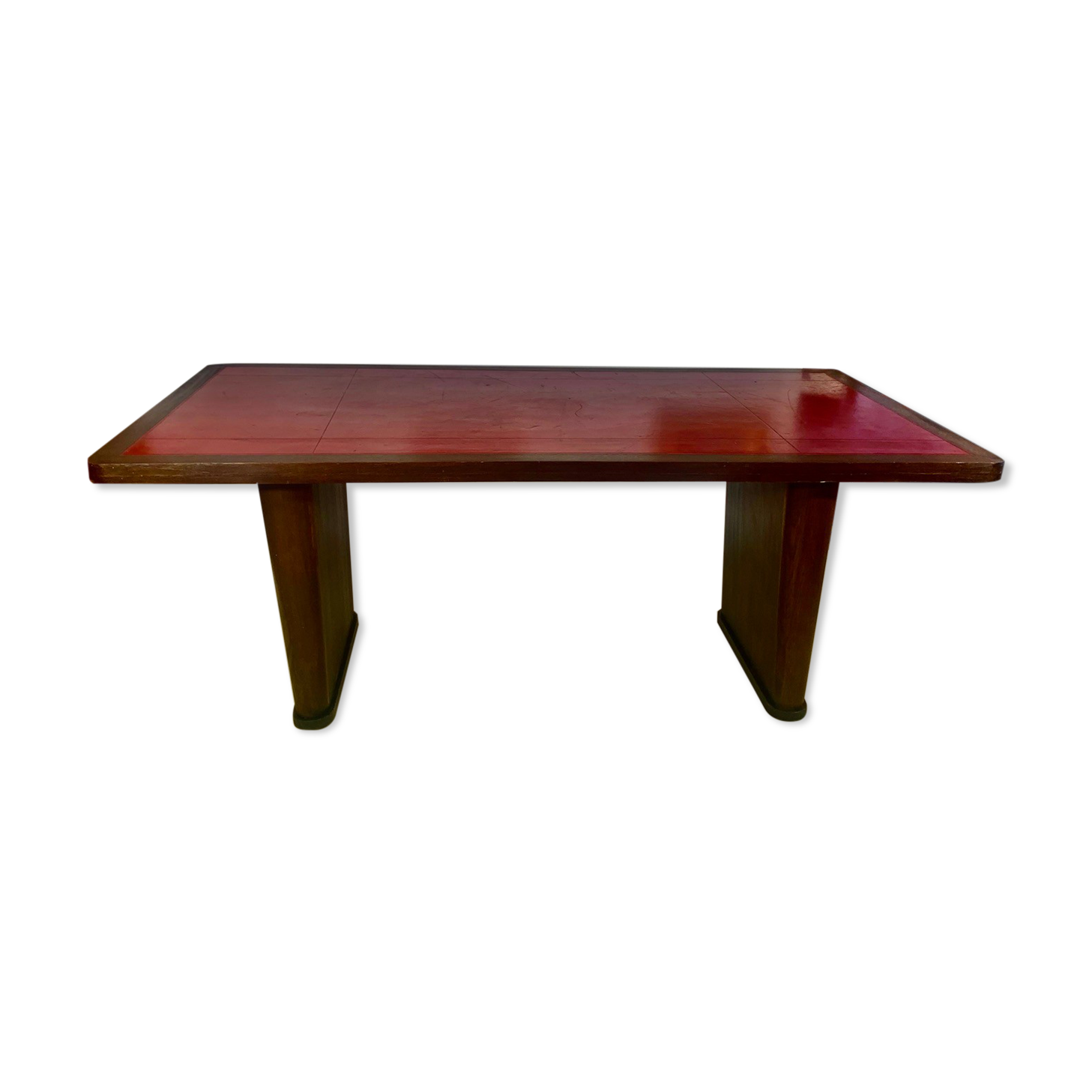Bureau époque art déco , palissandre, cuir rouge hermes