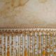 Mid Century Amber Mottled Glass Ceiling Light with Beaded Glass Fringe