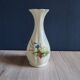 Vintage White Broken Ceramic Vase with Floral Pattern, Ribbed Vase