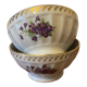 2 bols aux violettes porcelaine de Chauvigny Deshoulières