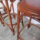 Set of 4 Vintage Bentwood Bar Stools, Brown Leather Seat, Nailhead Trim