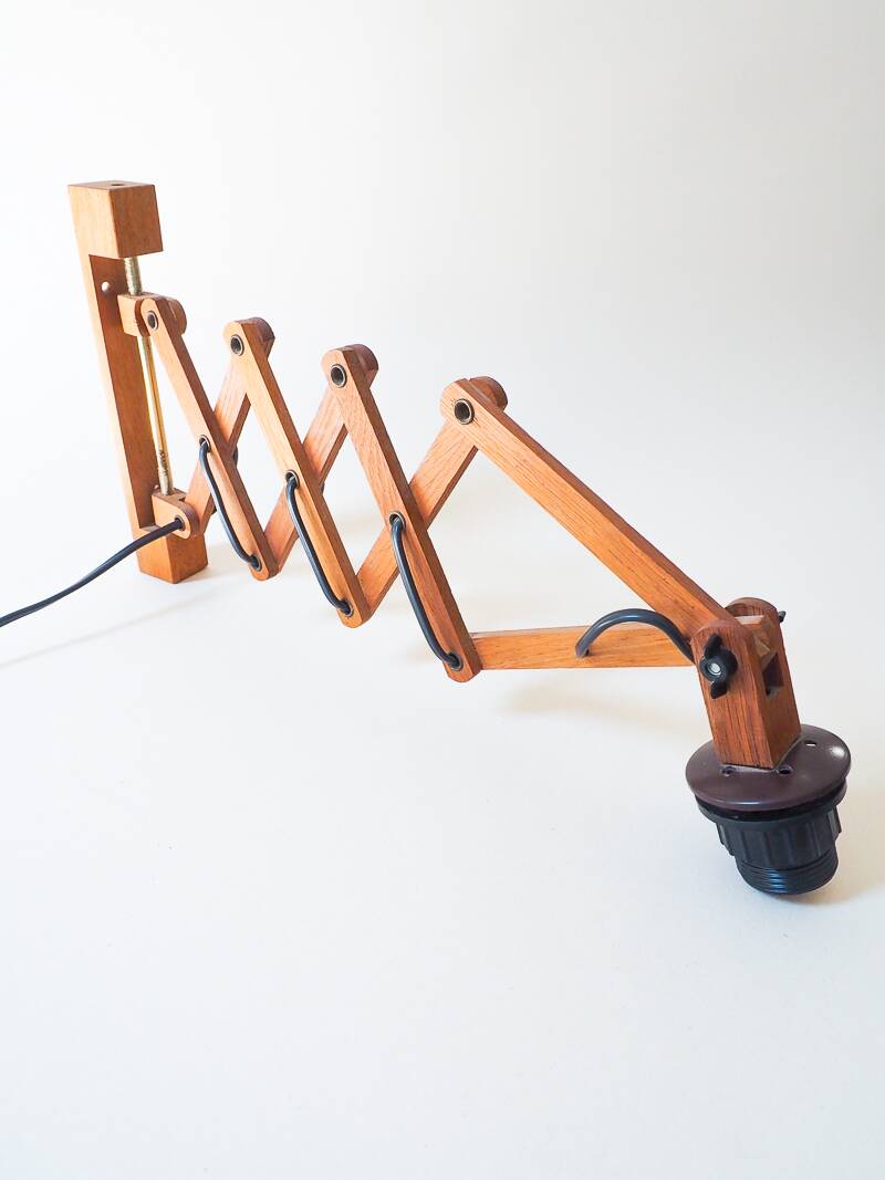 Vintage Scandinavian accordion lamp in teak – 1960s