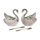 Pepper salt swans silver metal glass