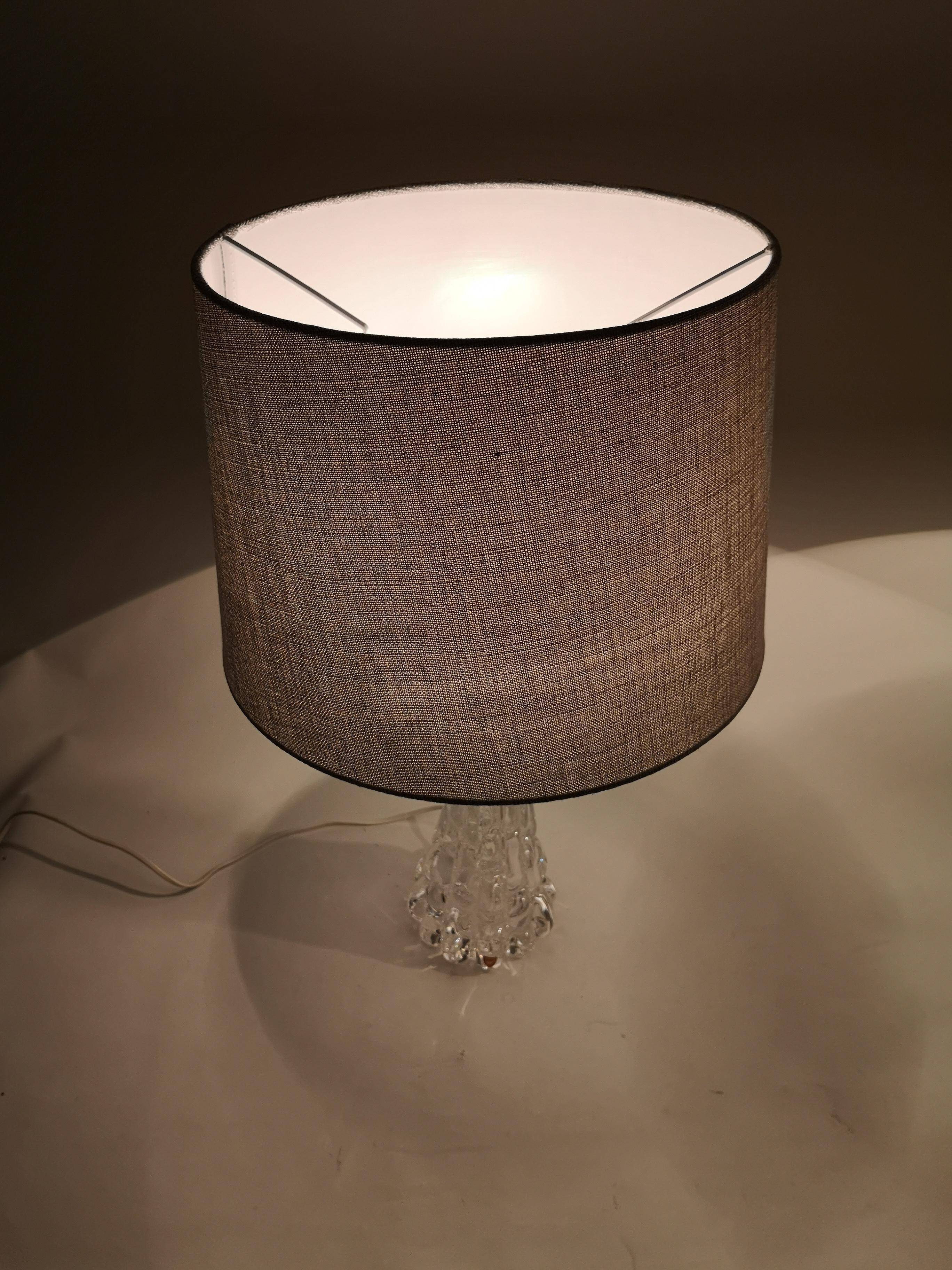 Mid-century Swedish crystal table lamps from Orrefors by Carl Fagerlund.