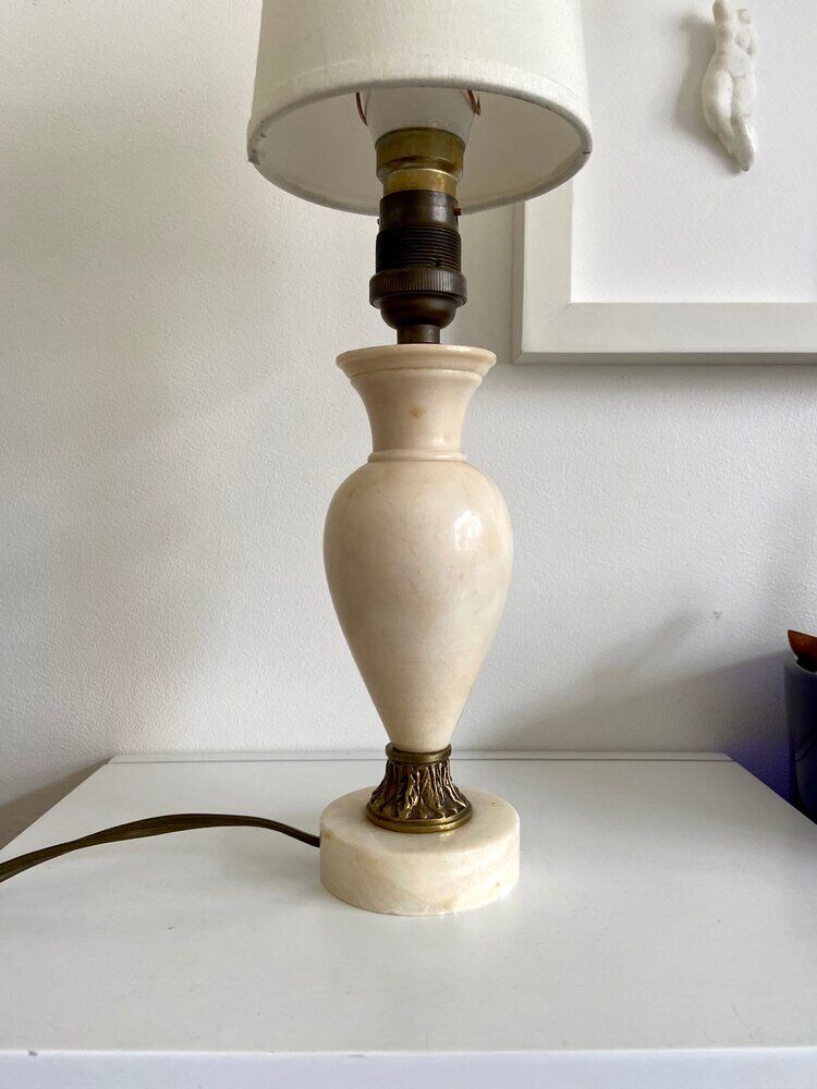 Stone and cotton table lamp