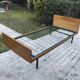 Bed in blond wood and feet 1950 vintage metal - 1 person