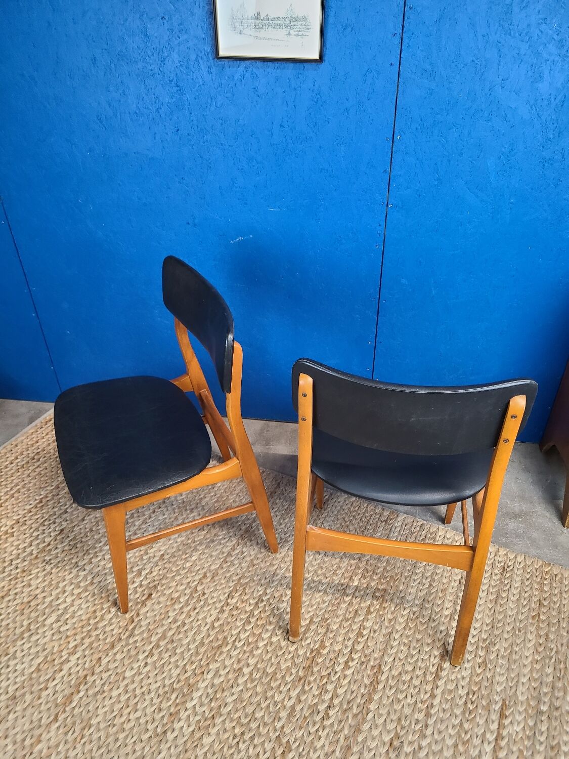 Scandinavian chair circa 1970 black skai