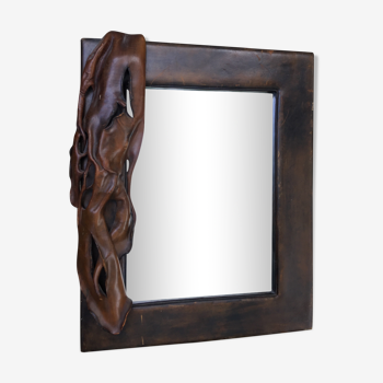 Mirror around leather 43x53cm