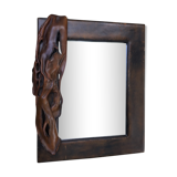 Mirror around leather 43x53cm