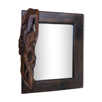 Miroir entourage cuir 43x53cm