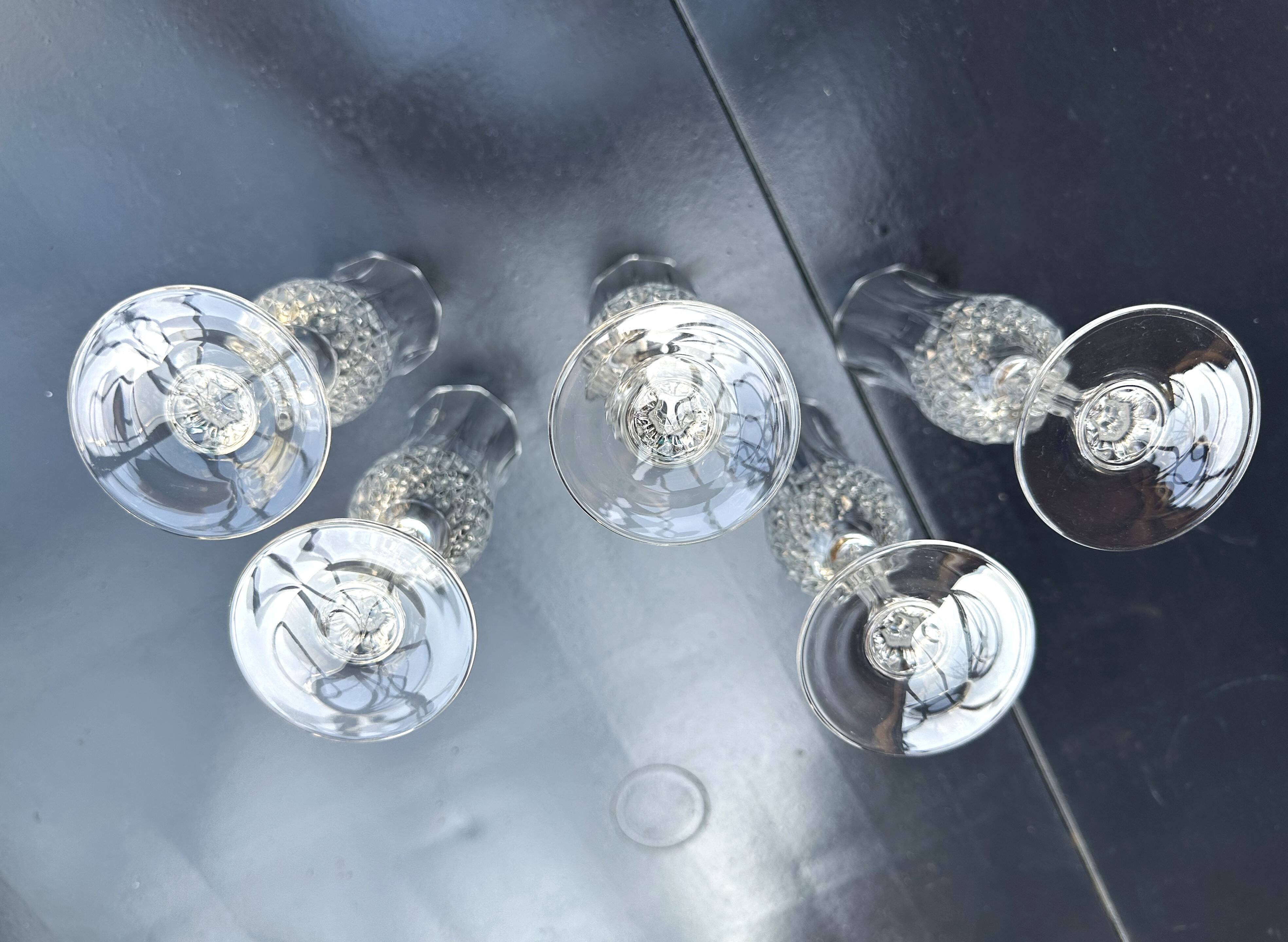 5 Cristal d'Arques champagne flutes, Lonchamp Vintage model