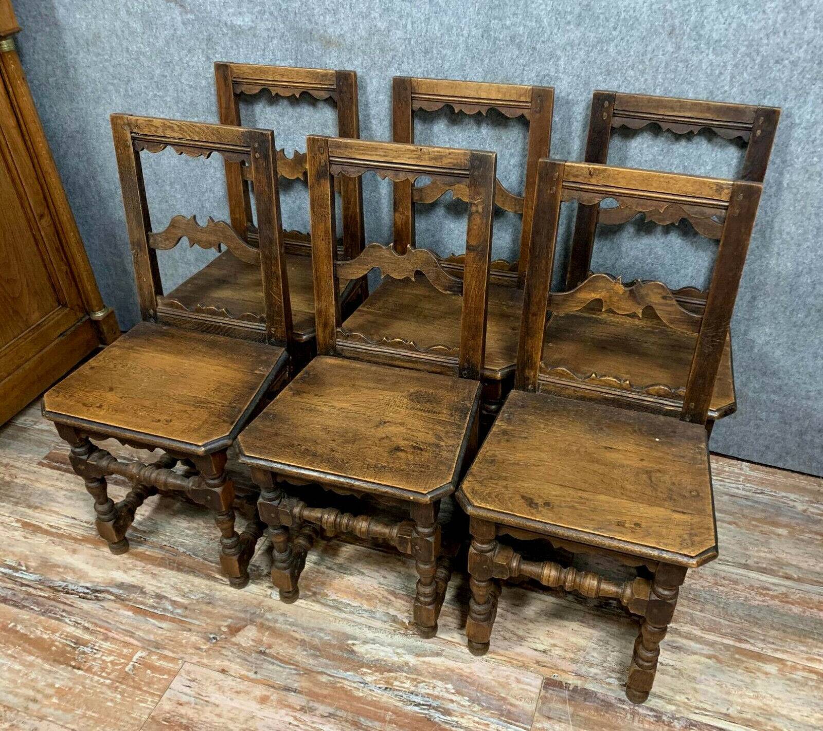 Set of 6 Lorraine chairs in solid oak circa 1850