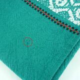10 green cotton napkins - embroidered Basque-style designs