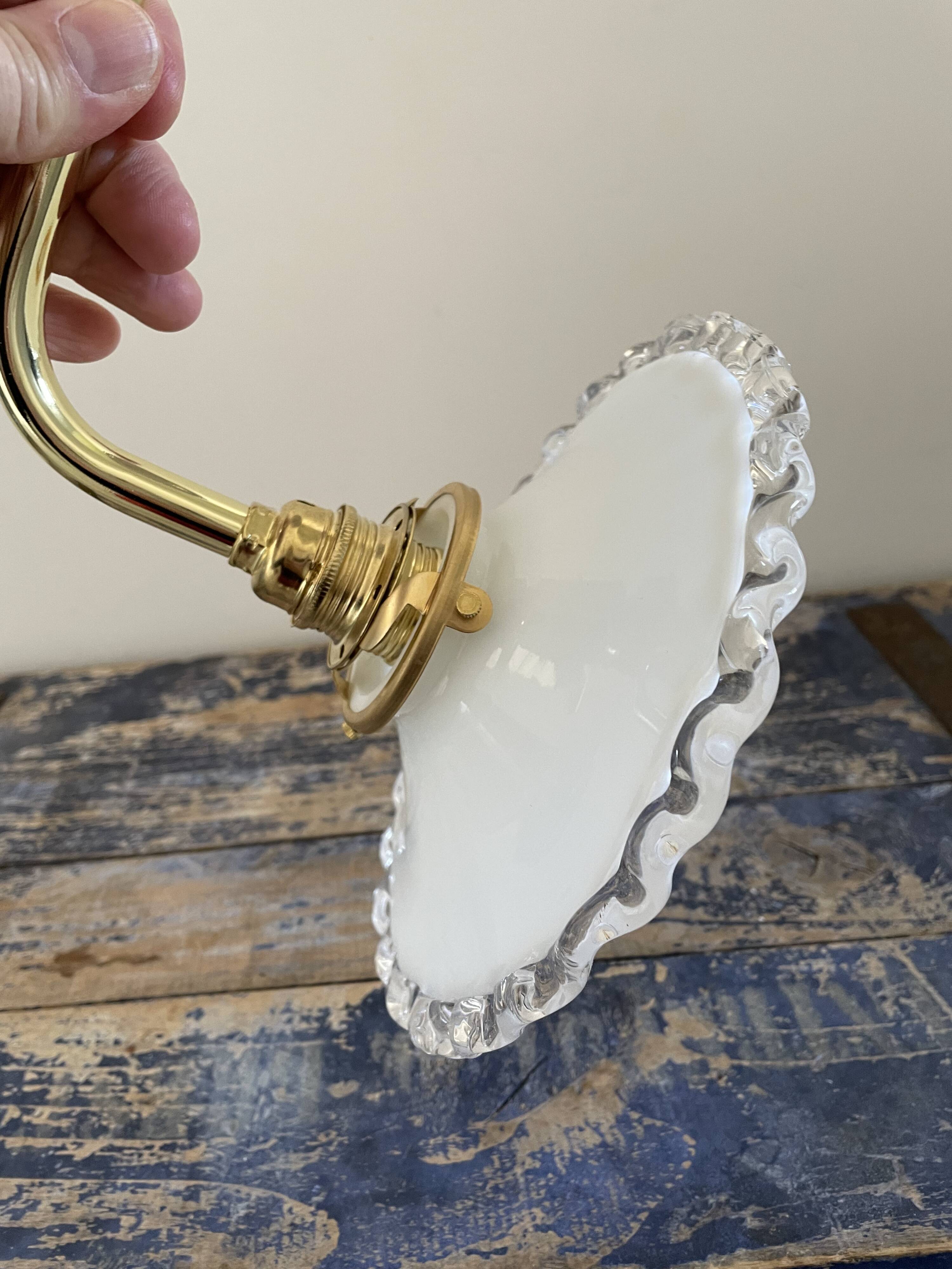 Vintage wall lamp in white opaline electrified to nine