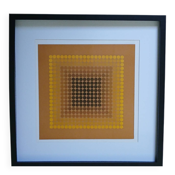 Tableau Vintage Art Optique - Victor Vasarely CTA-102 Frame 40x40cm