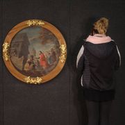 Round painting from the first half of the 19th century, the healing of the centurion's servant