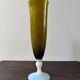 Empoli green glass vase with vintage bianco latte foot
