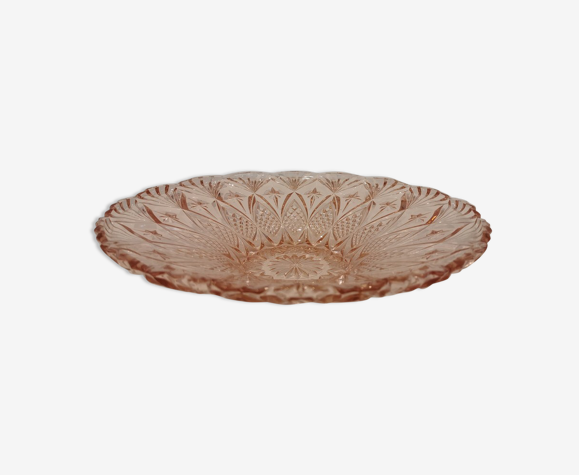 Plat en verre vieux rose Vintage