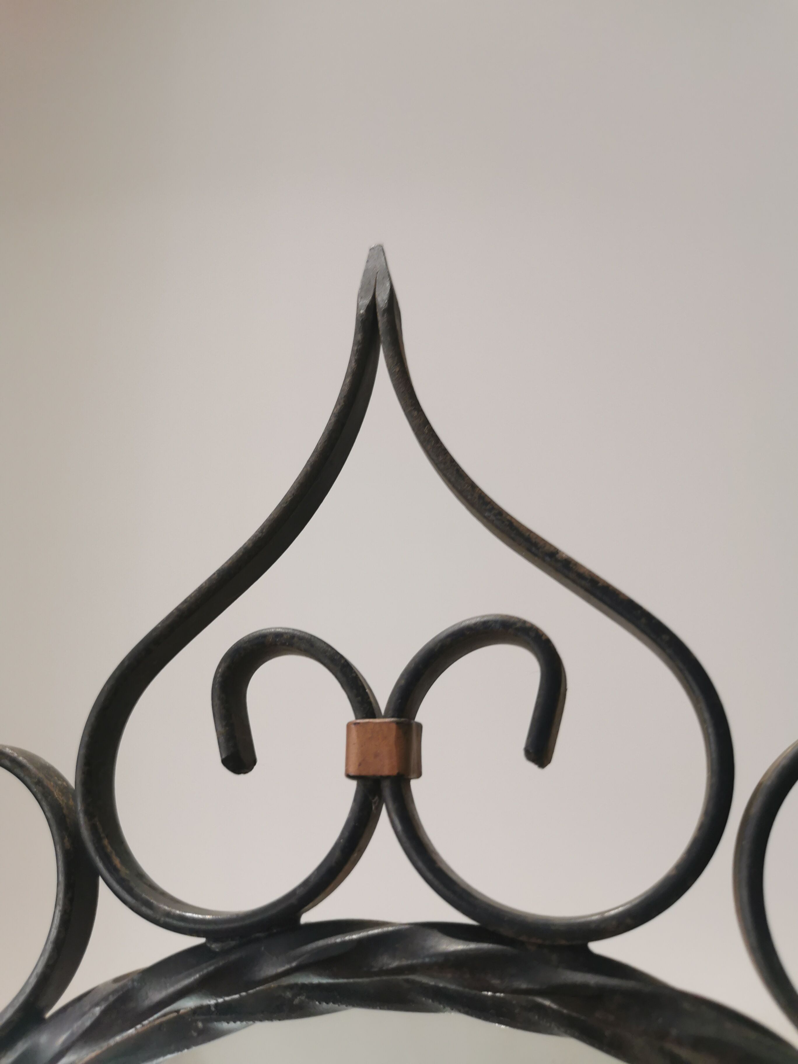 Witch mirror wrought iron and vintage brass