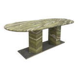 Grande table de salle à manger ovale en marbre vert par my habitat design