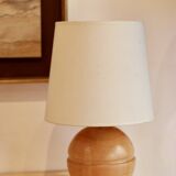 Turned light wood lamp