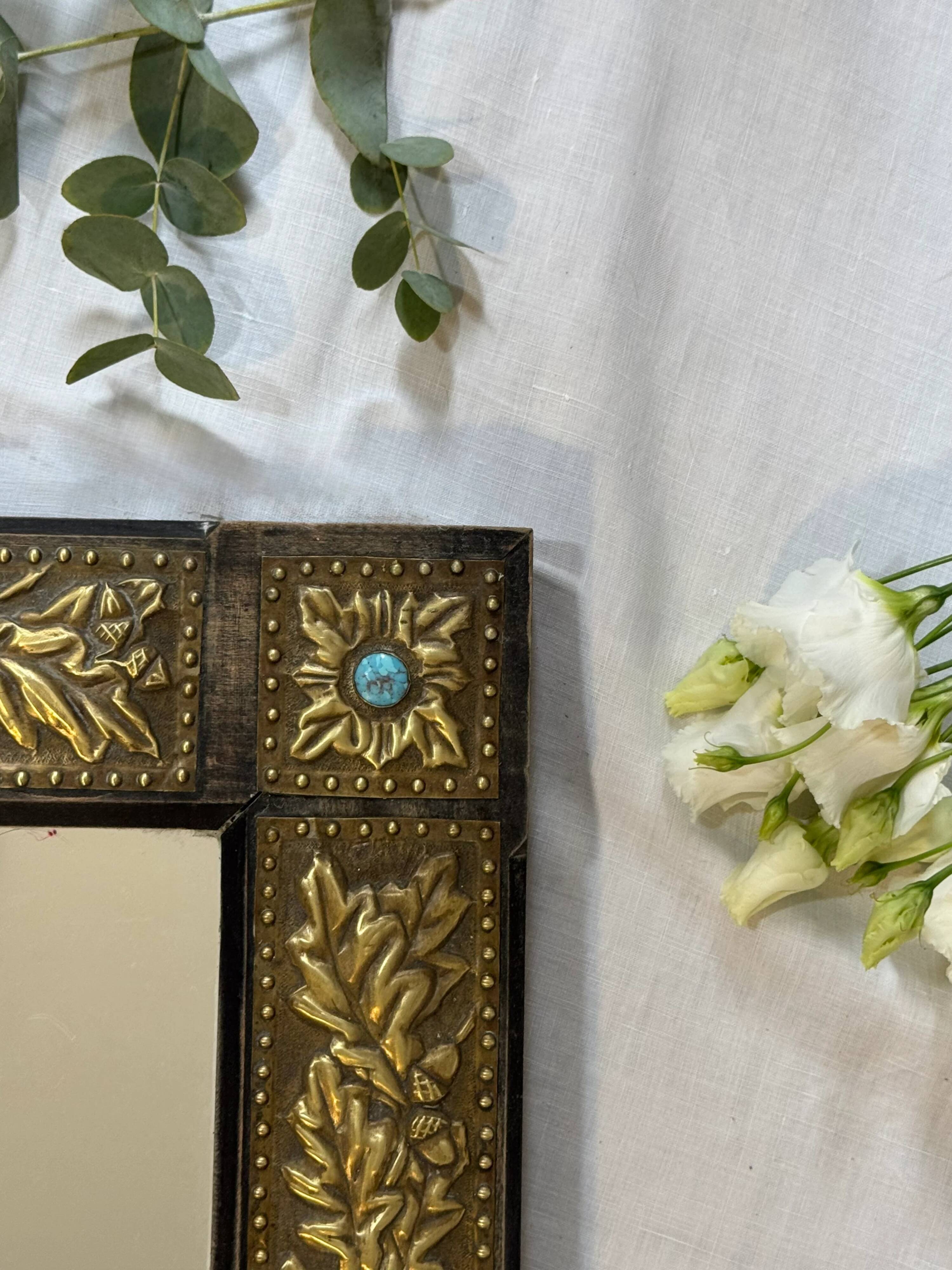 Rare turquoise large mirror