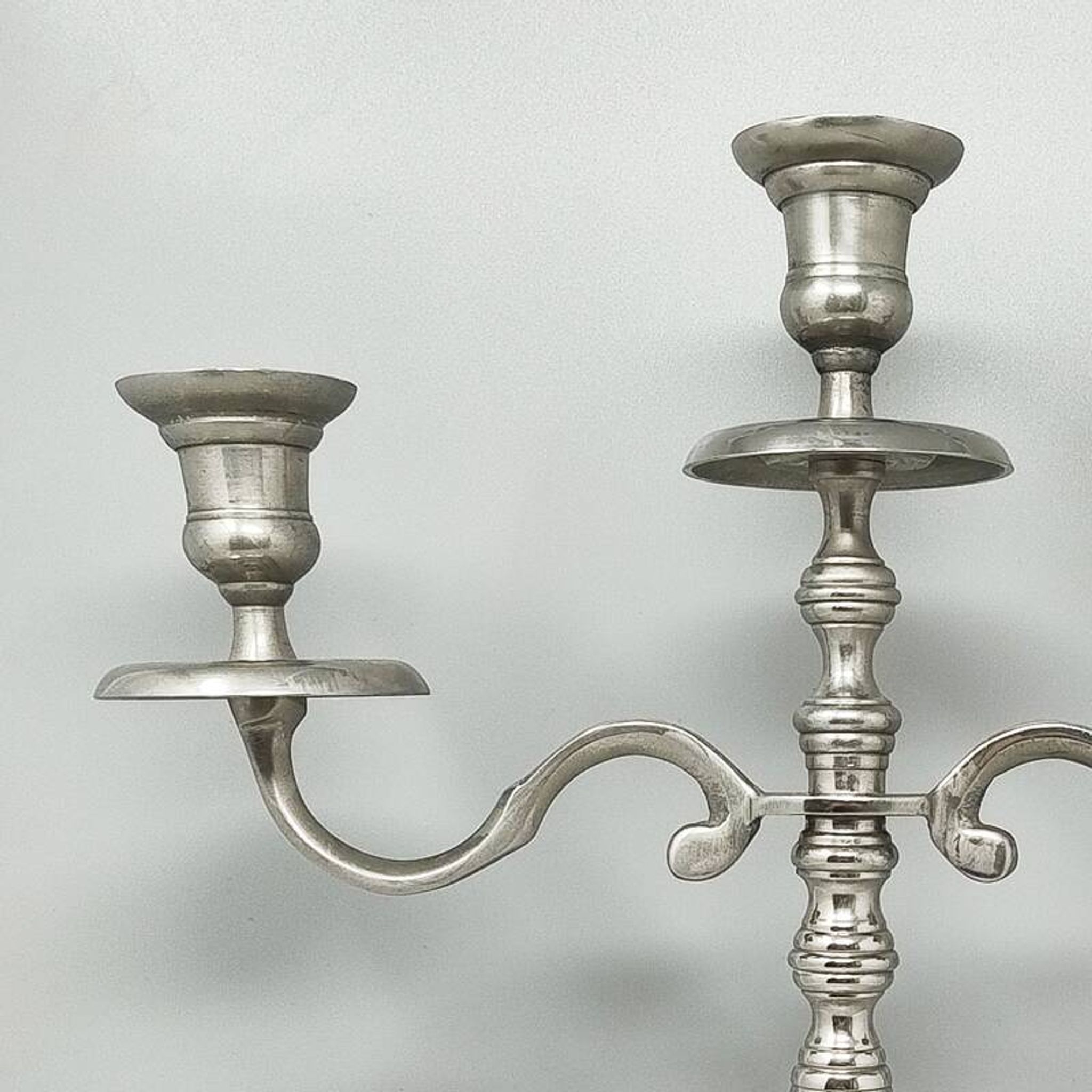 1950s Stunning Candelabra for Three Candles in Stainless Steel. Handmade. Made in Italy