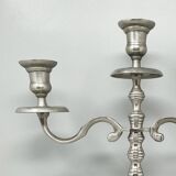 1950s Stunning Candelabra for Three Candles in Stainless Steel. Handmade. Made in Italy