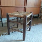 Wooden and vintage straw tabout