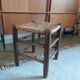 Tabouret en bois et paille vintage