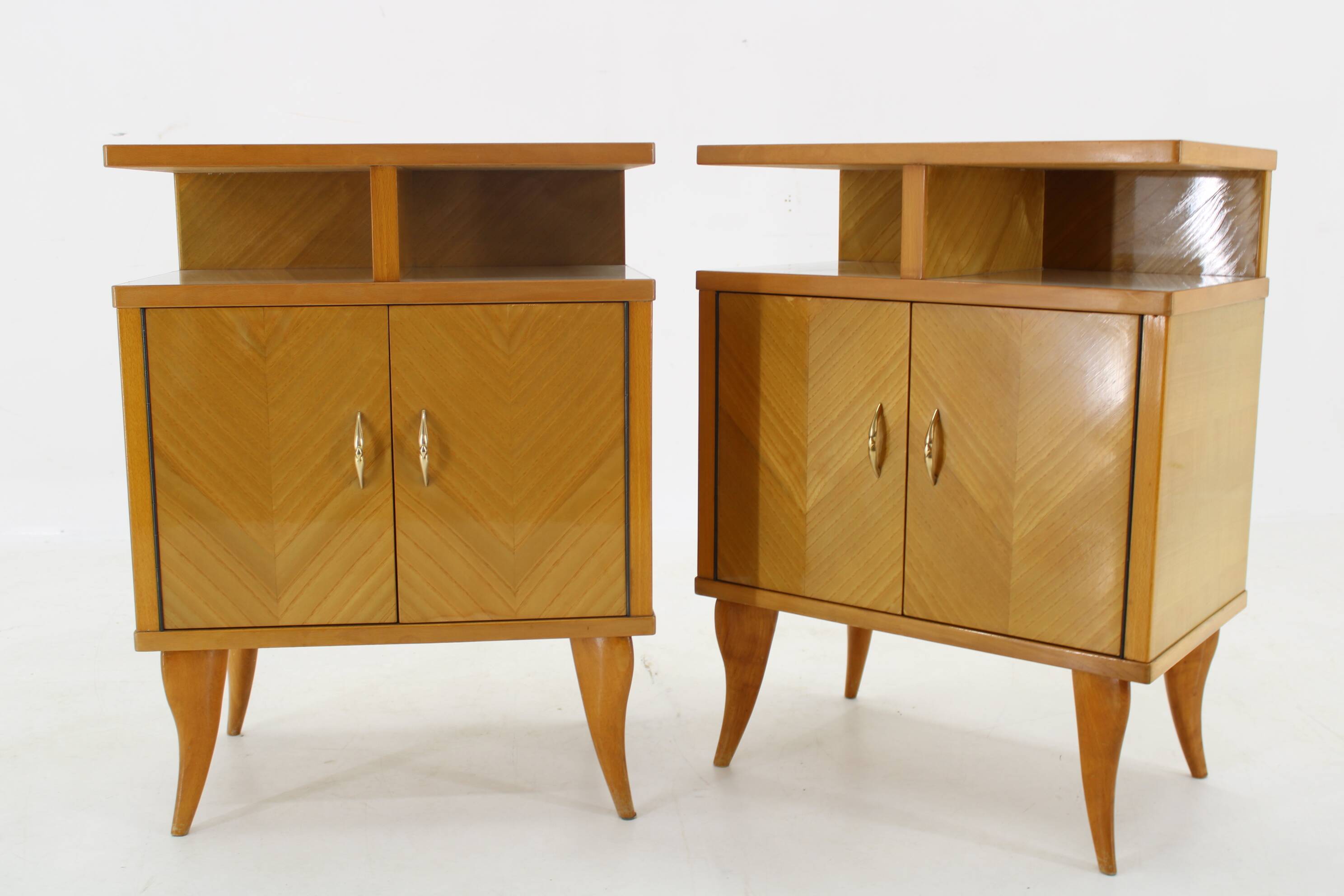 1960s Pair of Nightstands in Ash Finish , Italy