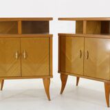 1960s Pair of Nightstands in Ash Finish , Italy