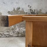 Solid elm and leather stool Maison Regain