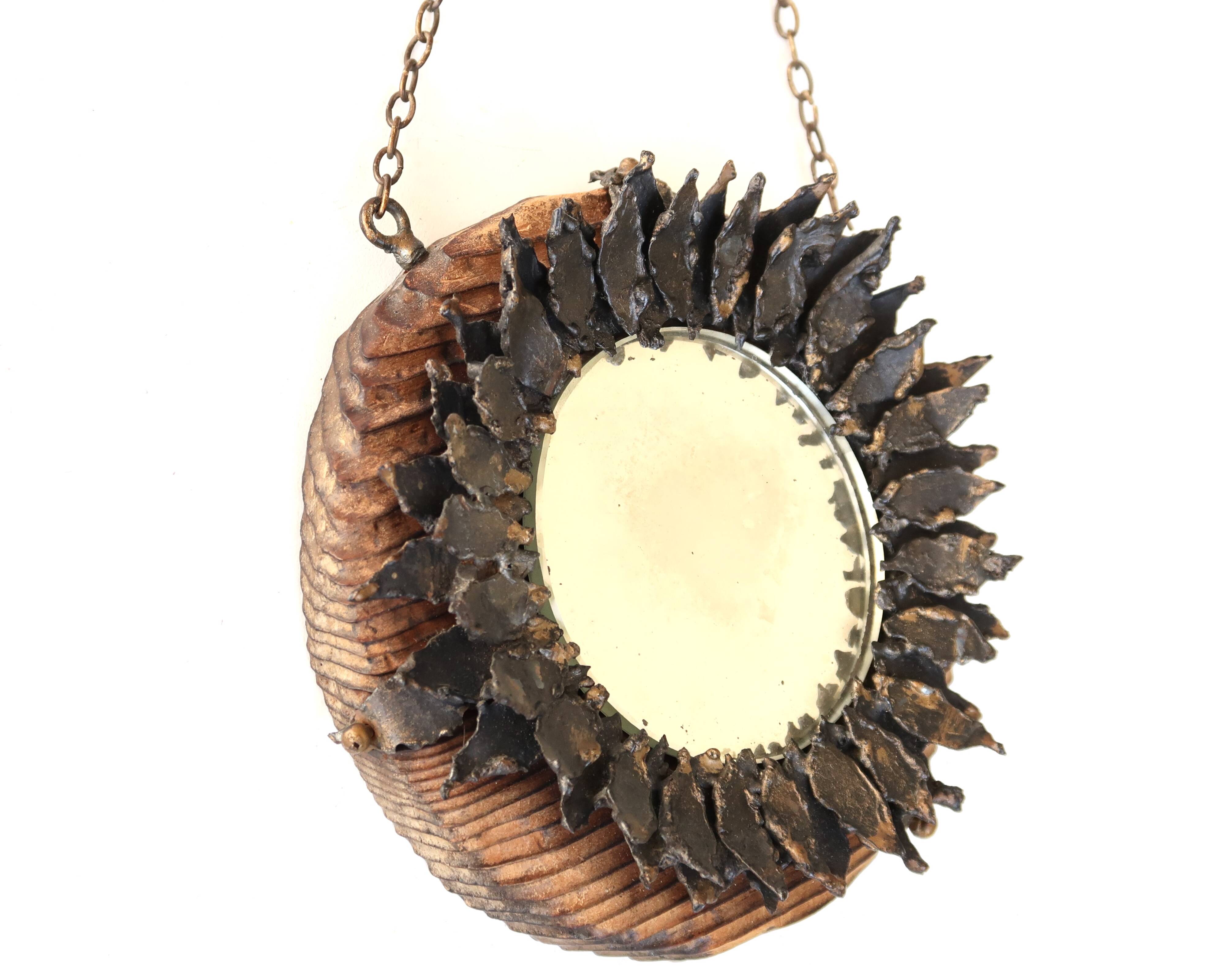 Small black metal sun mirror, 1950s