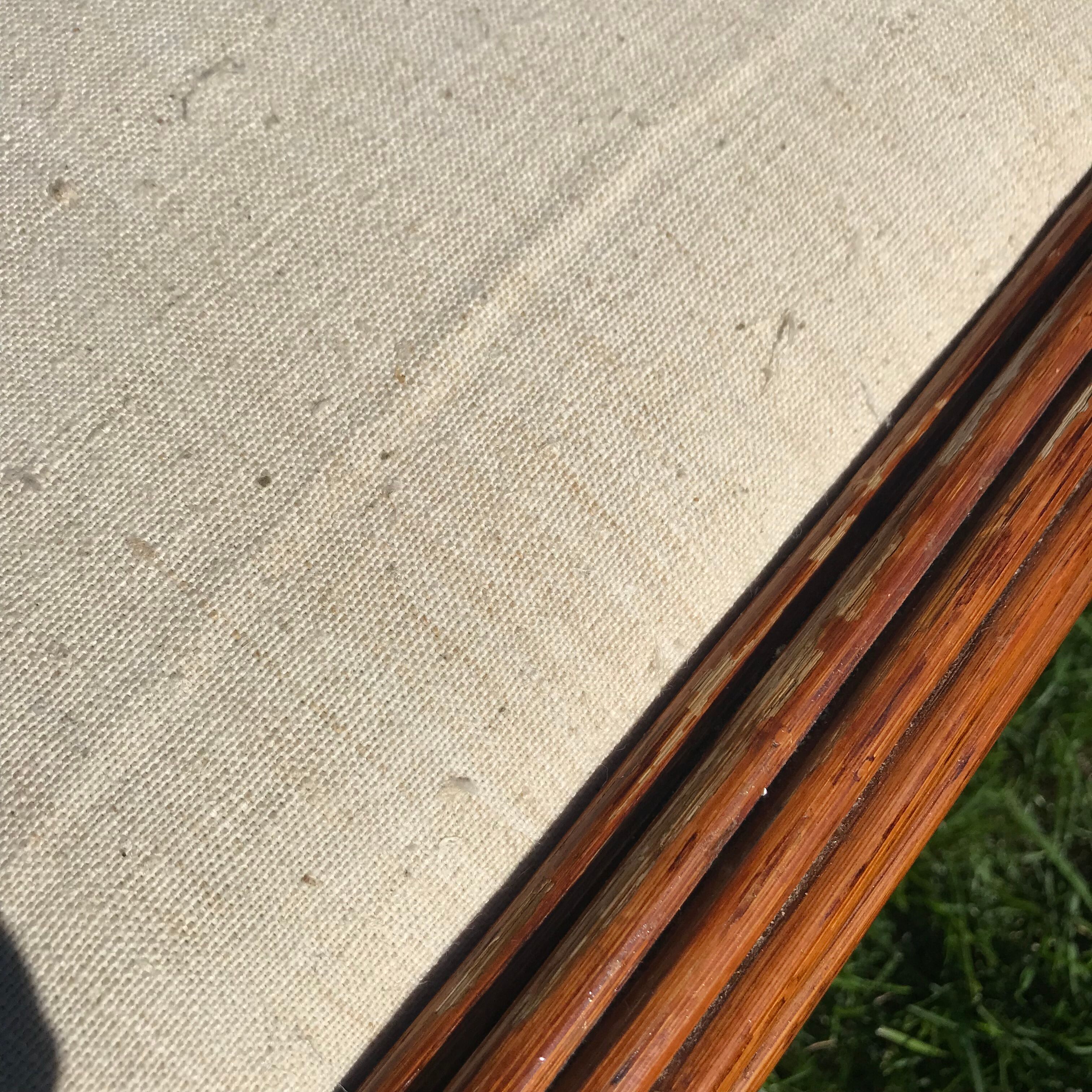 4 vintage rattan chairs seated linen and unbleached hemp