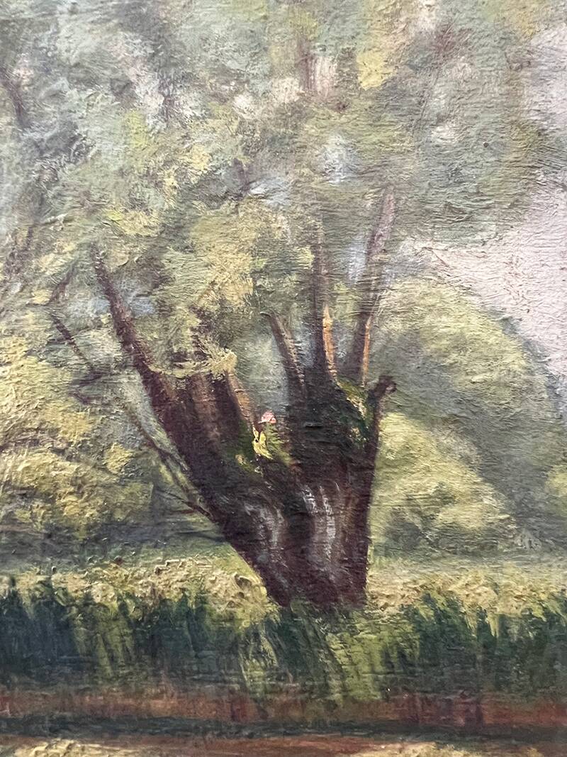 Painting "Trees on the edge of a pond", A.Beauvarlet, Oil on wood