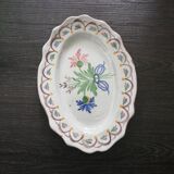 Plat antique ovale bouquet de fleurs