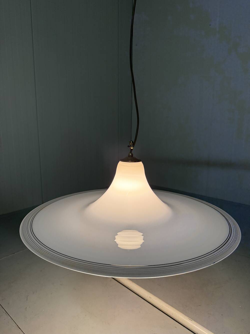 Large white glass hanging lamp by Vistosi, Italy